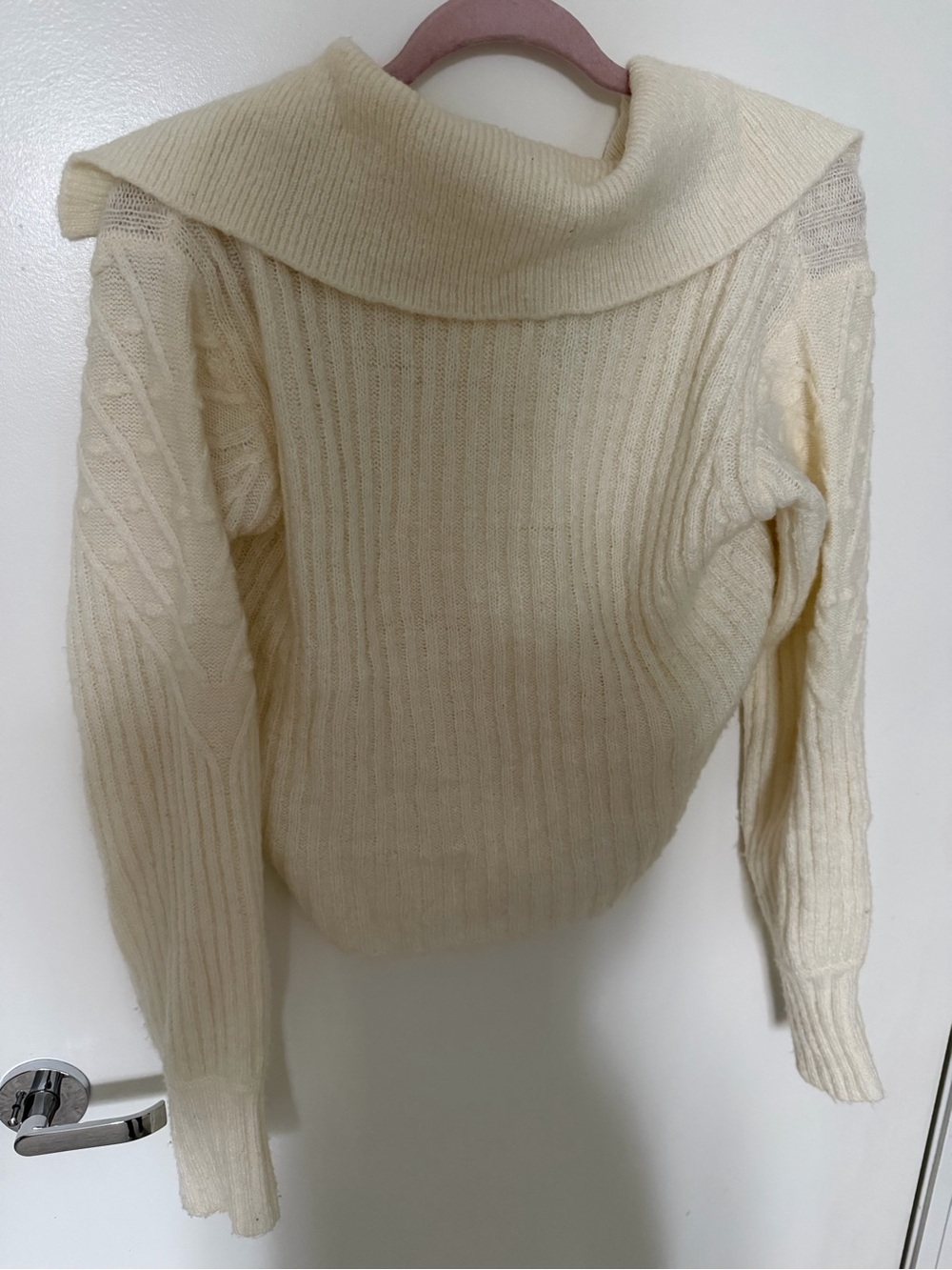 ASTR Cream Ribbed Button-Neck Sweater - Picture 5 of 5